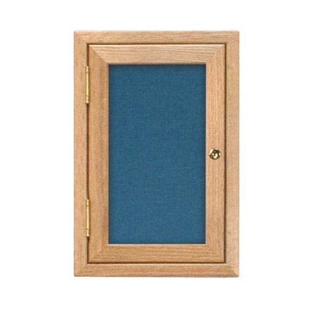 United Visual Products Single Door Enclosed Radius EZ Tack Board, 18"x24", Header, Gold/Grey UV7010EZ-GREY-GOLD